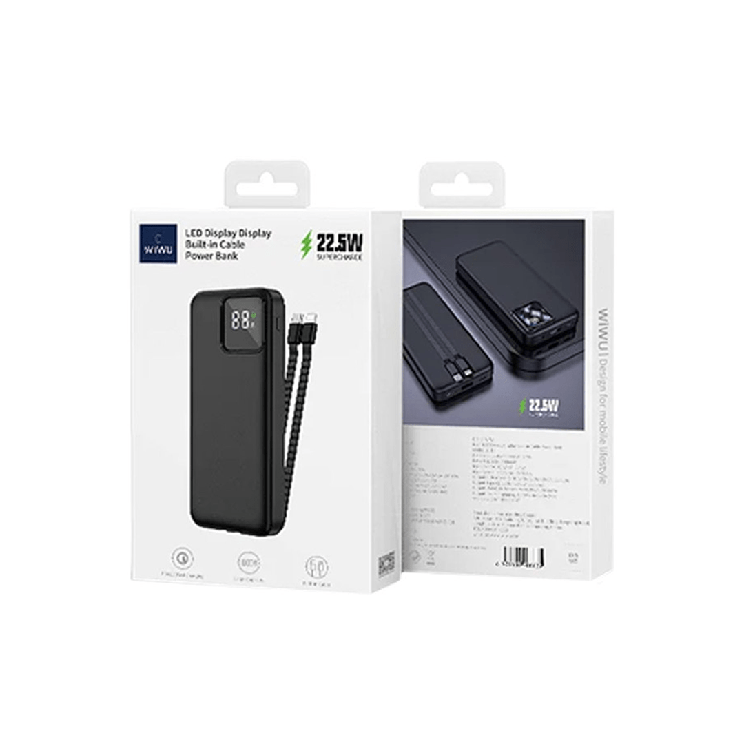 Wiwu JC-18B 22.5W Power Bank 10000mAh With LED Display - Black in Qatar Wiwu JC-18B 22.5W Power Bank 10000mAh With LED Display - Black in Qatar